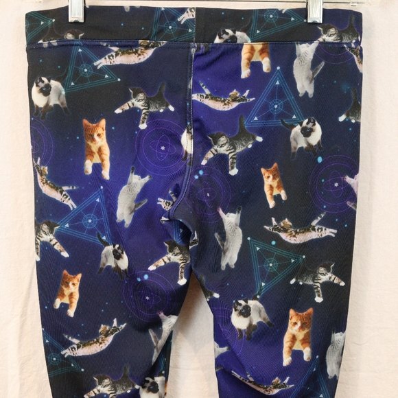 Tipsy Elves Women's Medium Cosmic Cat Leggings - Space Galaxy Kitten Print - Picture 6 of 13